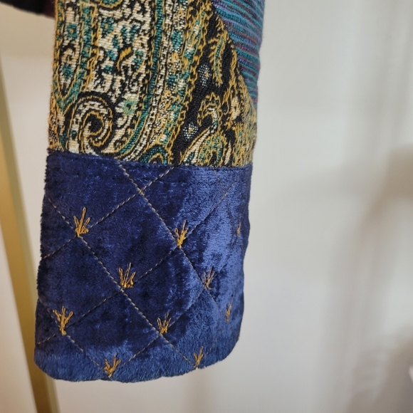 Vintage Sandy Starkman Boho Chic Jacket Abstract Patchwork Design Mixed Fabrics - Picture 9 of 12